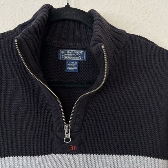 Vintage Polo Jeans Ralph Lauren Quarter Zip Sweater Size XXL - Picture 3 of 5